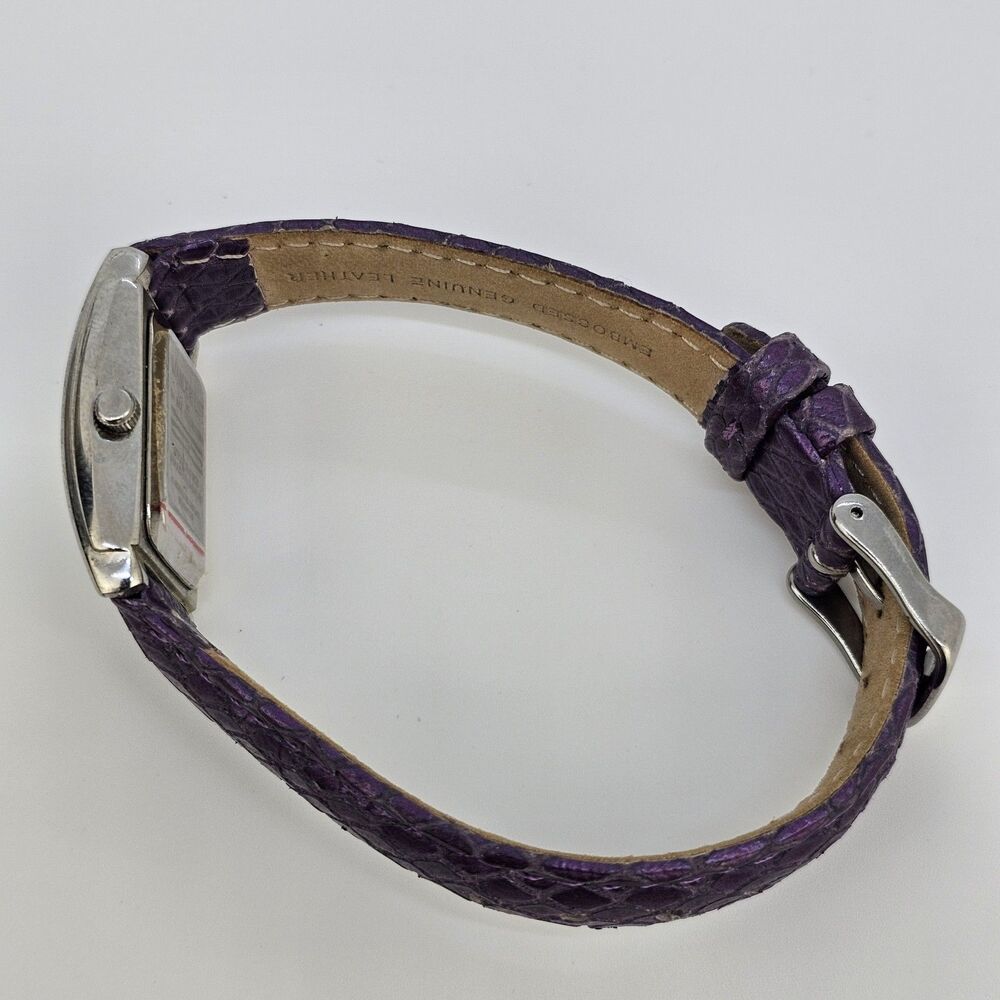 La Mer Collection Women's Watch 22MM White Dial Purple Leather Bands New Battery - Picture 10 of 14